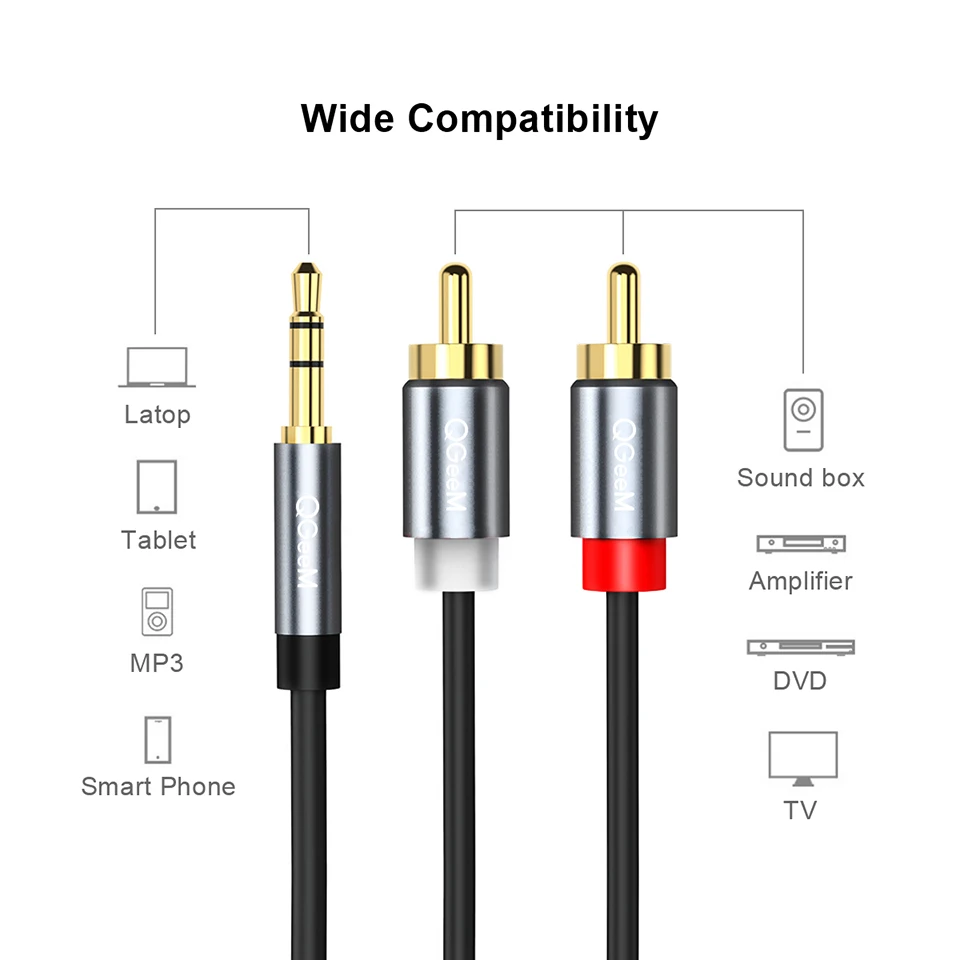 كابل QGeeM RCA، كابل صوتي من 2 - مراجعة Home Cinema Tv وسعره